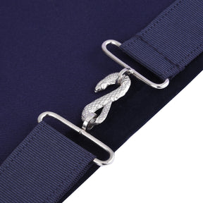 Marshal Blue Lodge Officer Apron -  Navy Velvet With Silver Embroidery Thread - Bricks Masons