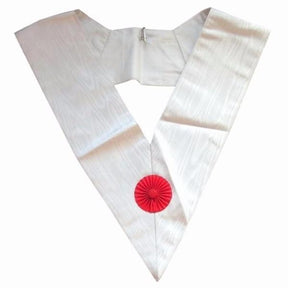 Deputy Scottish Rite French Collar - White Moire with Red Rosette