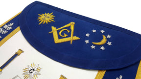 Master Mason Blue Lodge Apron - Altar, Sun, Moon & Pillars - Bricks Masons