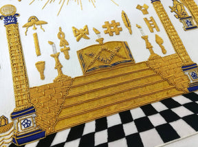 Master Mason Blue Lodge Apron - Hand Embroidered George Washington Masonic Apron - Bricks Masons