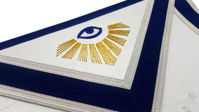 Master Mason Blue Lodge Apron - Sun, Moon & Pillars Hand Embroidery - Bricks Masons