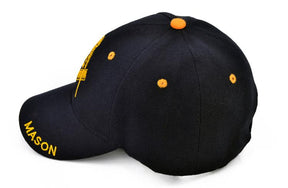 Master Mason Blue Lodge Baseball Cap - Black with Golden Embroidery - Bricks Masons