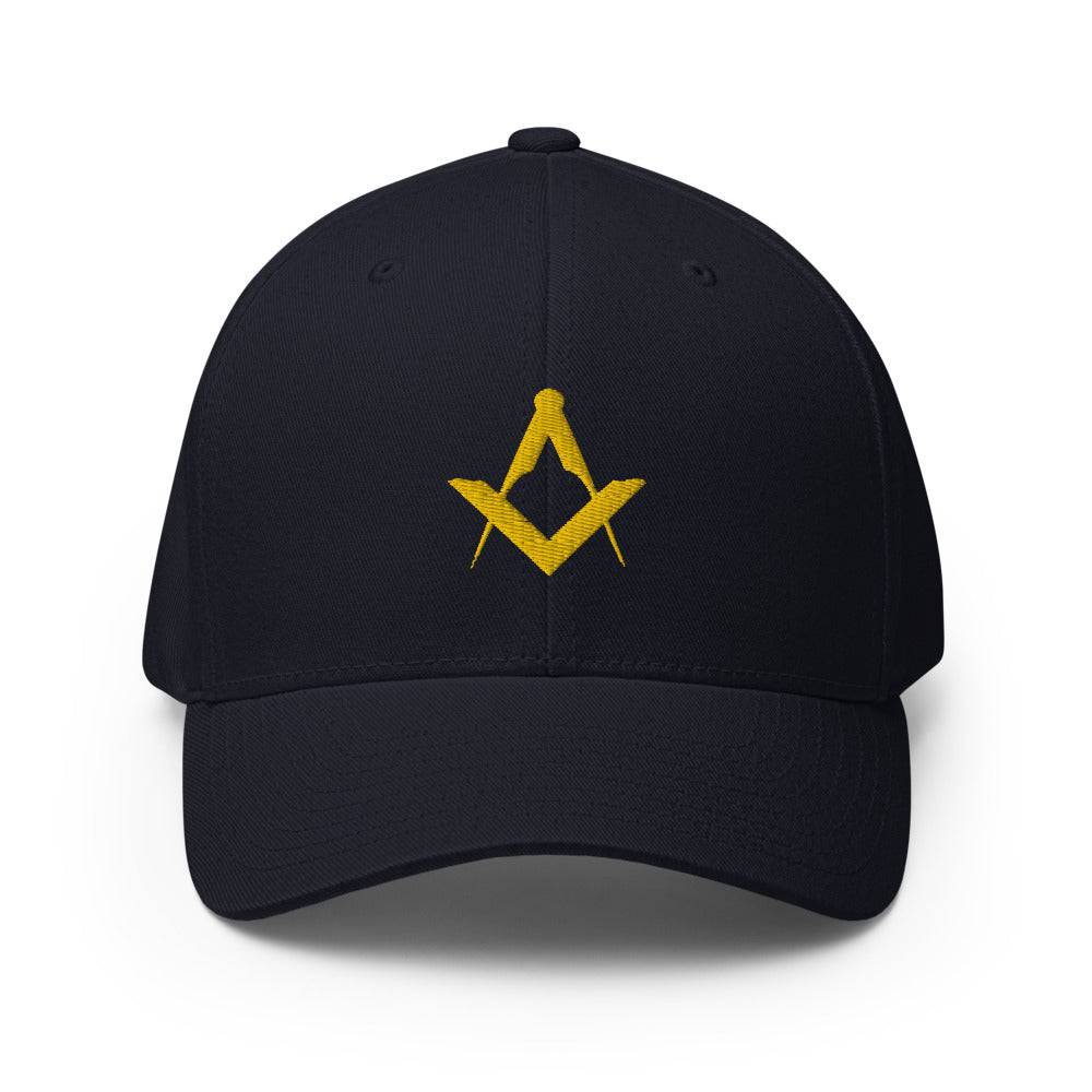Master Mason Blue Lodge Baseball Cap - Square and Compass Golden Embroidery - Bricks Masons