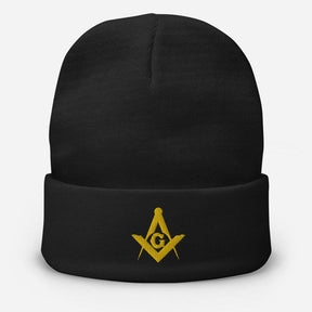 Master Mason Blue Lodge Beanie - Square and Compass G Golden Embroidery - Bricks Masons