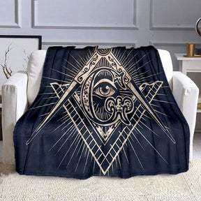 Master Mason Blue Lodge Blanket - Square and Compass G Flannel - Bricks Masons