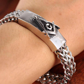 Master Mason Blue Lodge Bracelet - Interlaced Stainless Steel - Bricks Masons