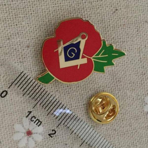 Master Mason Blue Lodge Lapel Pin - Square Compass G Crested Poppy - Bricks Masons
