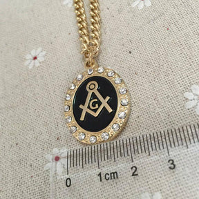 Master Mason Blue Lodge Necklace - Square and Compass G Zirconia - Bricks Masons
