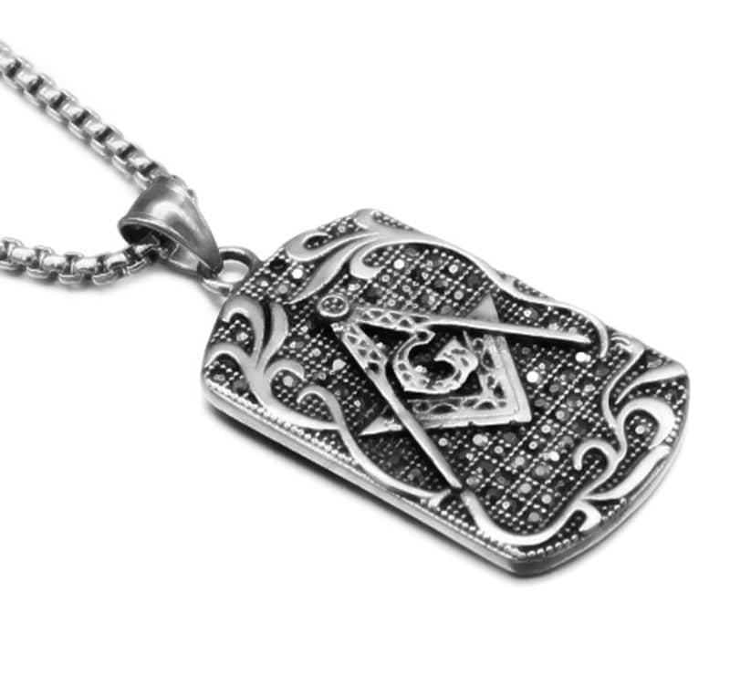 Master Mason Blue Lodge Necklace - Tag Motif [Gold & Silver] - Bricks Masons