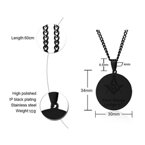 Master Mason Blue Lodge Necklace - Various Stainless Steel Colors - Bricks Masons