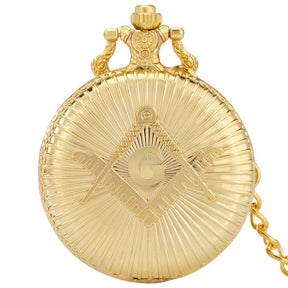Master Mason Blue Lodge Pocket Watch - Square and Compass G Necklace (Golden & Bronze) - Bricks Masons