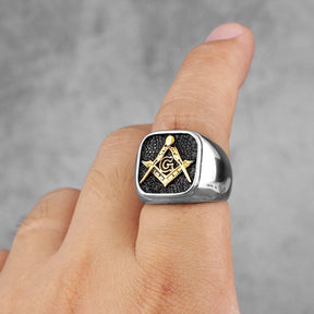 Master Mason Blue Lodge Ring - Square & Compass G High Quality Stainless Steel - Bricks Masons