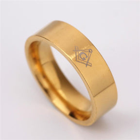 Master Mason Blue Lodge Ring - Square & Compass Straight Edge - Bricks Masons