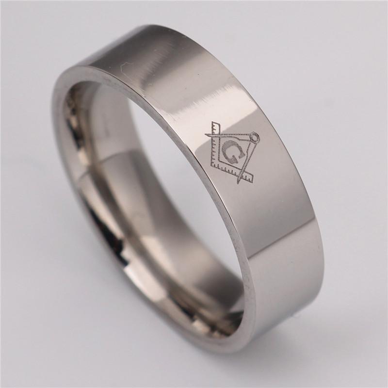 Master Mason Blue Lodge Ring - Square & Compass Straight Edge - Bricks Masons