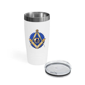 Master Mason Blue Lodge Ringneck Tumbler - Golden Square & Compass G - Bricks Masons