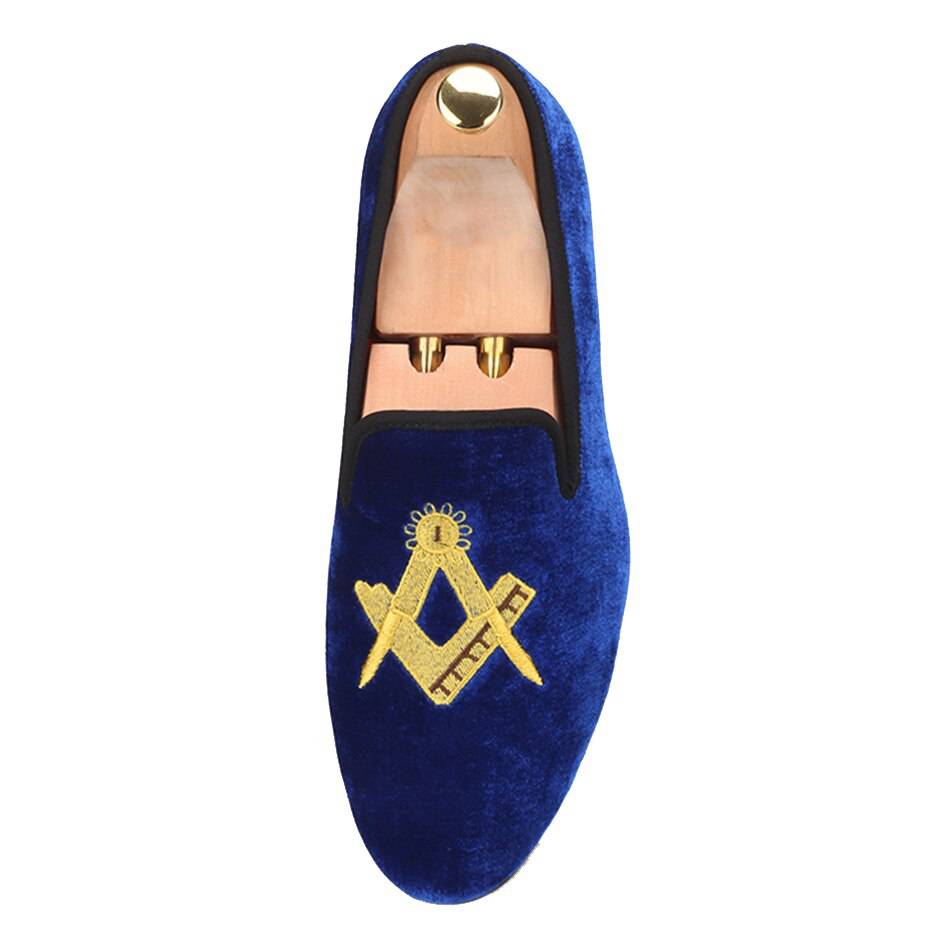 Master Mason Blue Lodge Shoe - Embroidery Square and Compass (Multiple Colors) - Bricks Masons