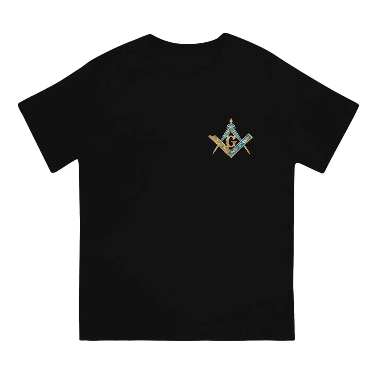 Master Mason Blue Lodge T-Shirt - Blue  Gold Square Compass Polyester - Bricks Masons