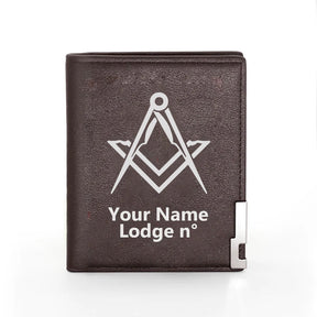 Master Mason Blue Lodge Wallet - Black & Brown - Bricks Masons
