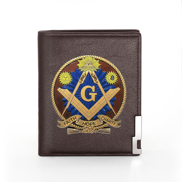 Master Mason Blue Lodge Wallet - PU Leather Vintage Square and Compass G & Credit Card Holder (26 variants) - Bricks Masons