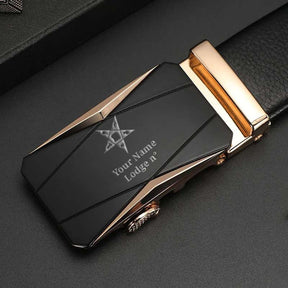 OES Belt - Black Leather - Bricks Masons