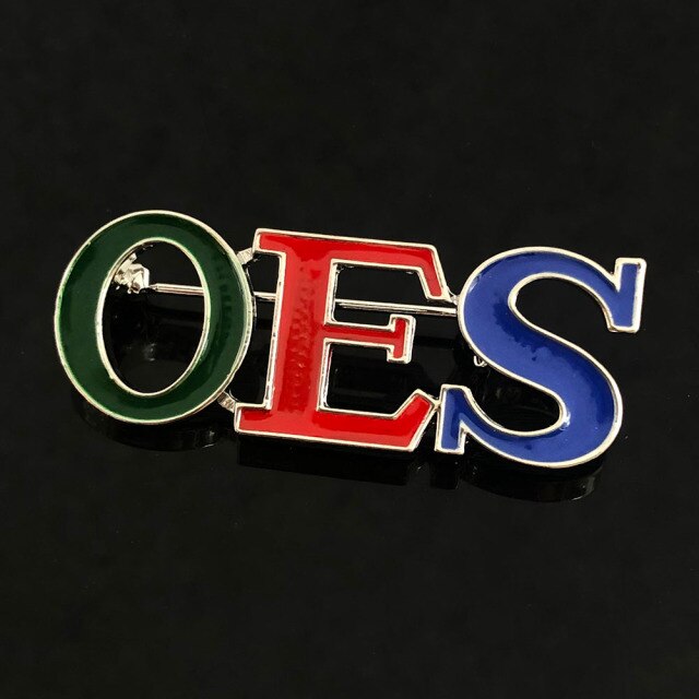 OES Brooch - Multiple Crystal Colors - Bricks Masons