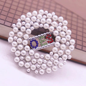 OES Brooch - Order Eastern Star Pearls - Bricks Masons