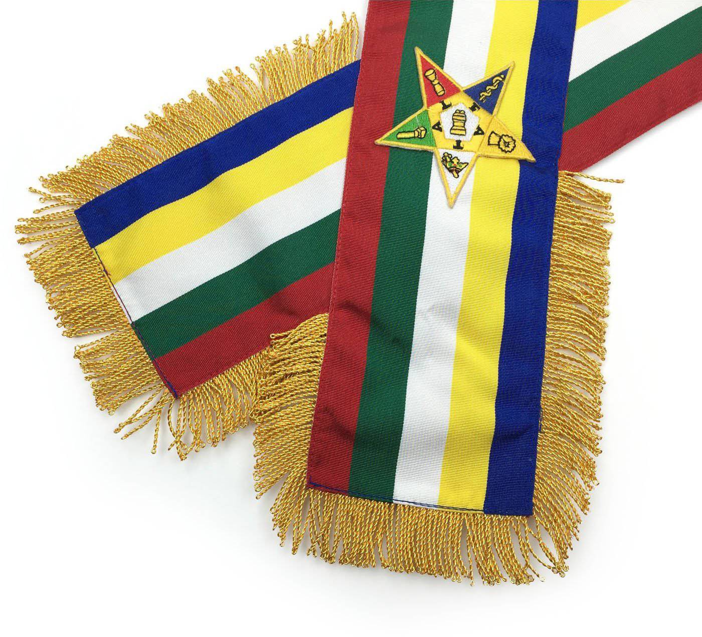 OES Sash - Five Color Moire Ribbon - Bricks Masons