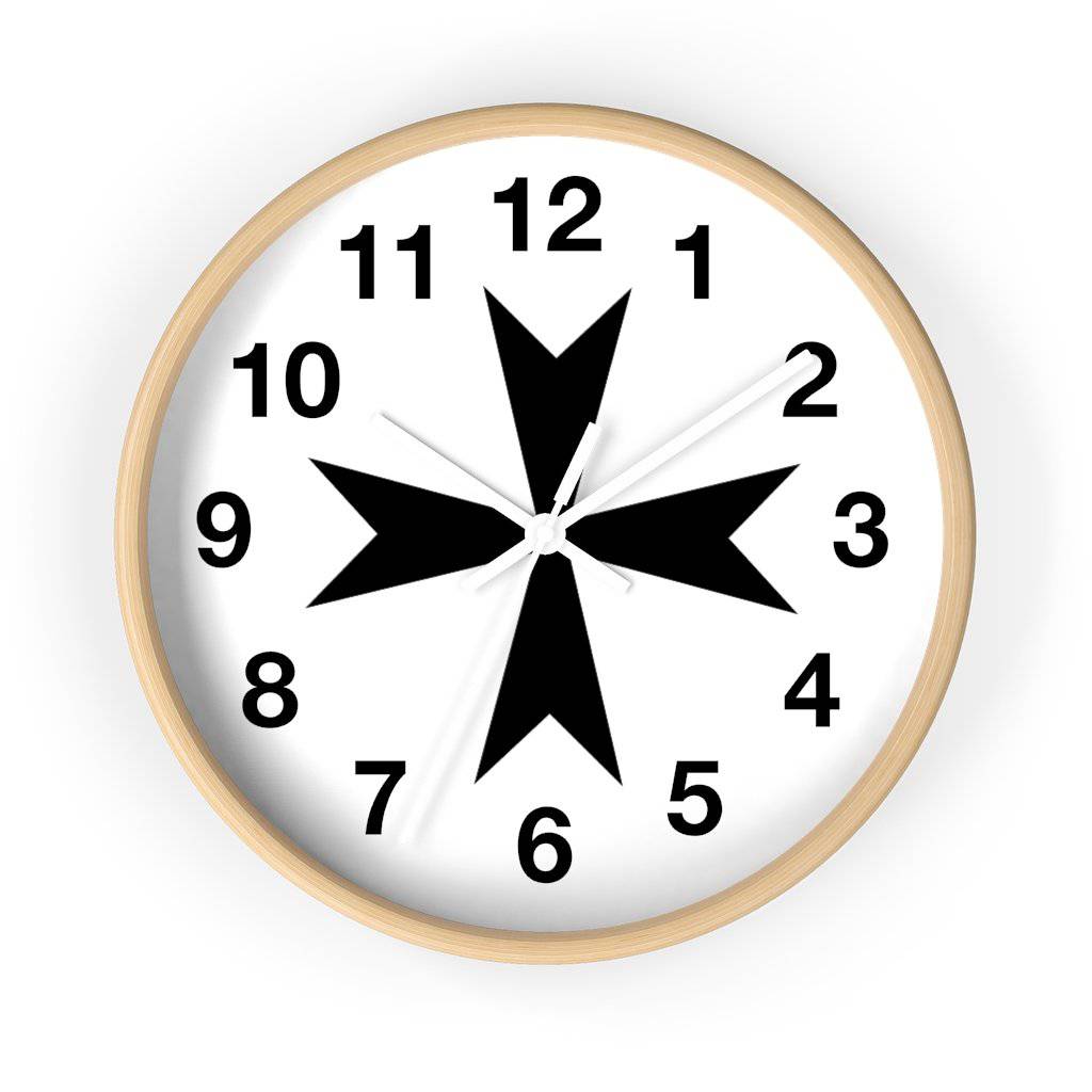 Order Of Malta Clock - Wooden Frame - Bricks Masons