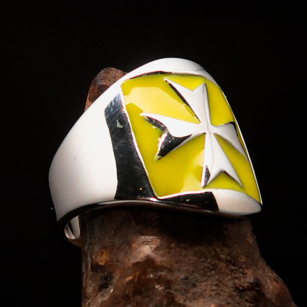Order of Malta Ring - Yellow Cross Sterling Silver - Bricks Masons