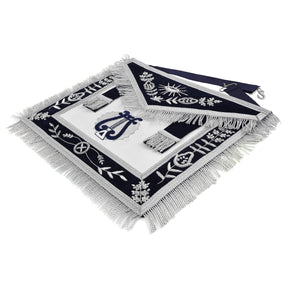 Organist Blue Lodge Officer Apron - Dark Blue With Silver Hand Embroidery Bullion - Bricks Masons