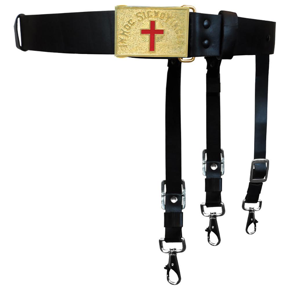 Past Commander Knights Templar Regalia Belt - Leather - Bricks Masons