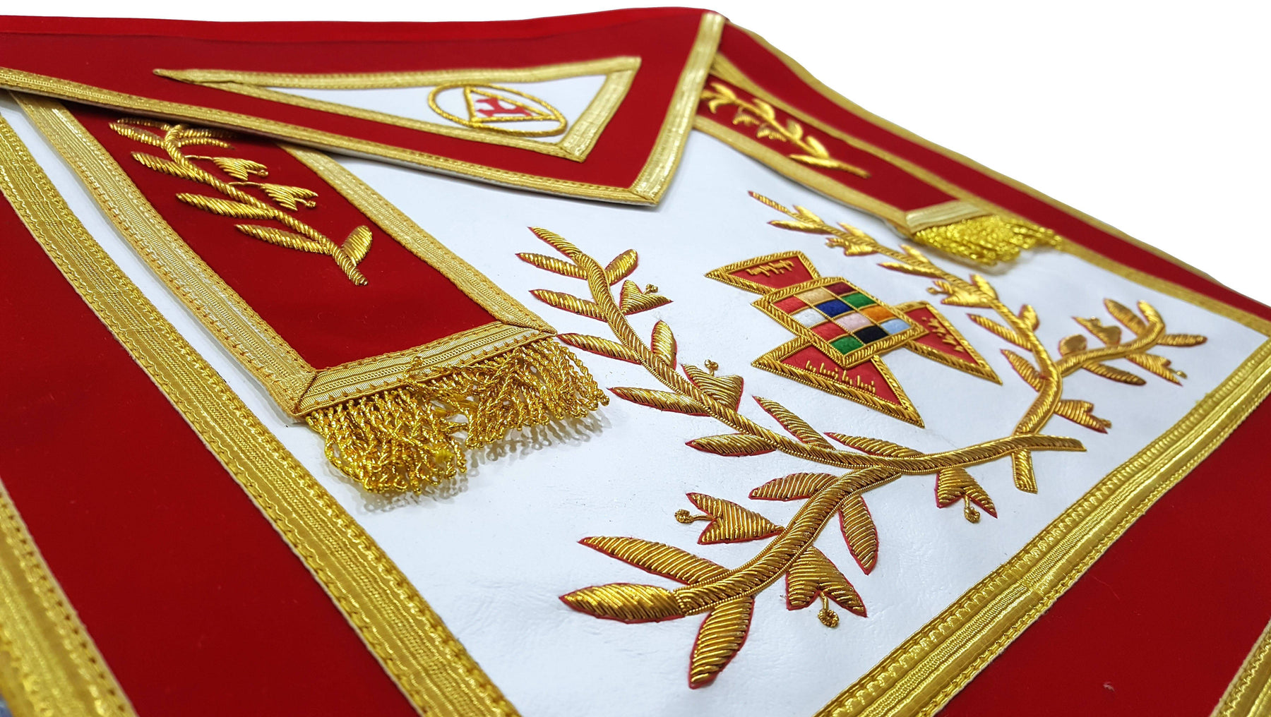 Past High Priest Royal Arch Chapter Apron - Red with Gold Braid - Bricks Masons