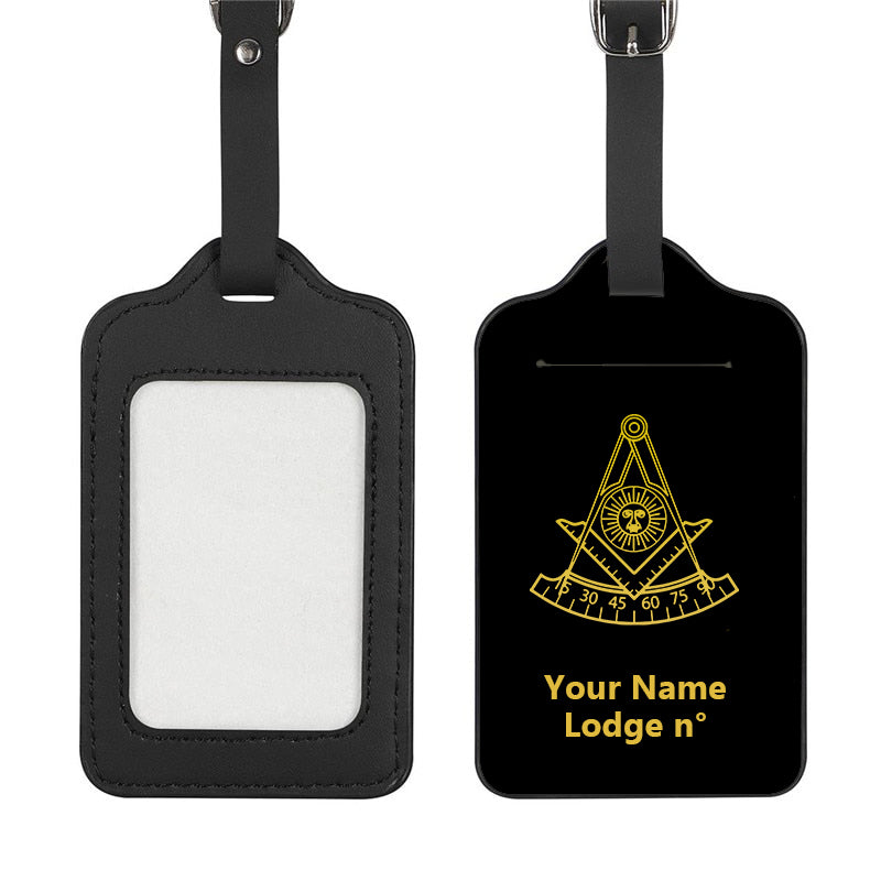 Past Master Blue Lodge California Regulation Luggage Tag - Black Leather - Bricks Masons