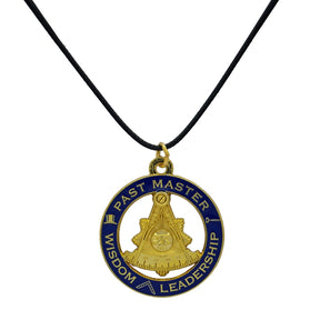 Past Master Blue Lodge Necklace - Blue & Gold Wisdom & Leadership Pendant - Bricks Masons