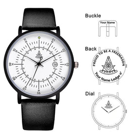 Past Master Blue Lodge California Regulation Wristwatch - Leather Straps - Bricks Masons