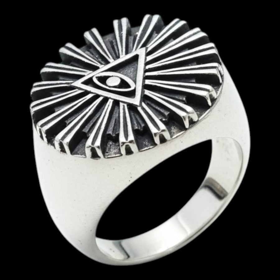 Masonic Ring with Eye in Silver, Masonry Art. 74 - Bricks Masons