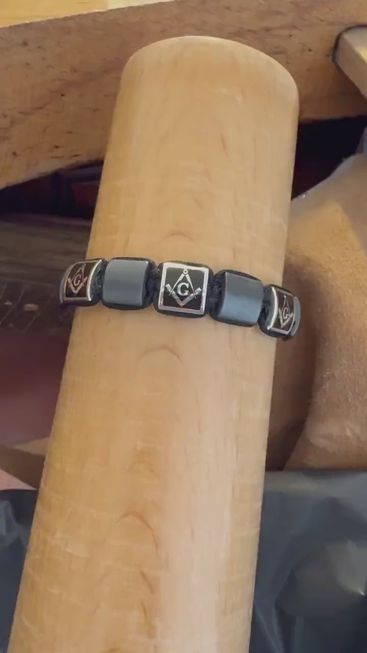 Pulsera de la Logia Azul de Maestro Masón - Esmalte azul y negro hecho a mano