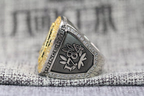 Master Mason Blue Lodge Ring - Prince Hall Gold Face With Rhinestones - Bricks Masons