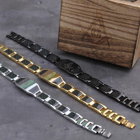 Master Mason Blue Lodge Bracelet - Compass And Square G Carbon Fiber Magnetic Men