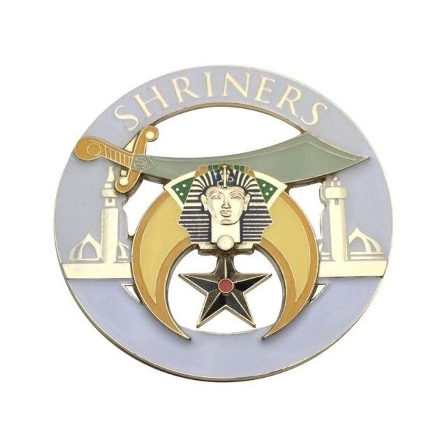 Shriners Car Emblem - 3" Minarets (White/Red/Green) Medallion - Bricks Masons