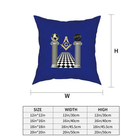 Master Mason Blue Lodge Pillowcase - Compass And Square Solomon's Temple Blue