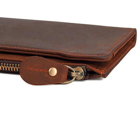 Widows Sons Wallet - Genuine Leather & Credit Card Holder Zipper Brown