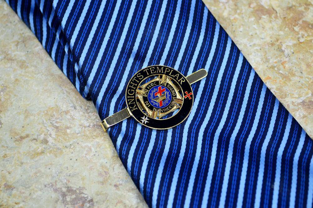 Knights Templar Commandery Tie Bar - Cross Crown Gold