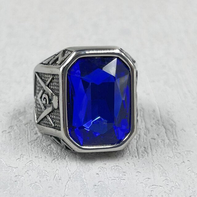 Master Mason Blue Lodge Ring - Large Stone Various Colors