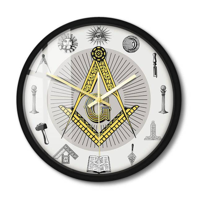 Master Mason Blue Lodge Clock - Golden Square and Compass G Digital LED