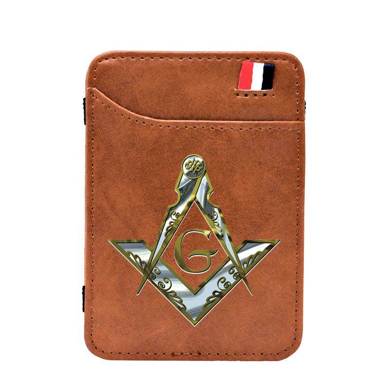 Master Mason Blue Lodge Wallet - Compass And Square G (Black/Brown)