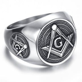 Master Mason Blue Lodge Ring - Round Silver