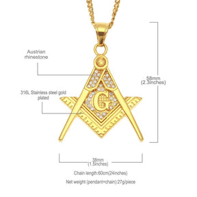 Master Mason Blue Lodge Necklace - Zirconia Stainless Steel