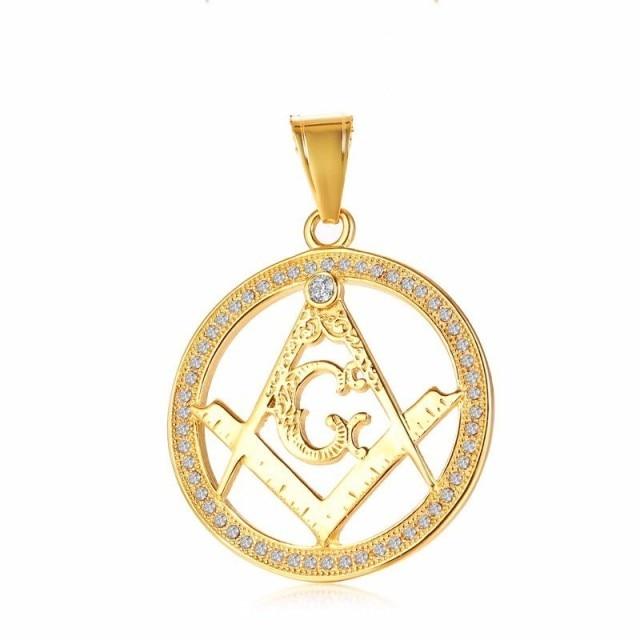 Master Mason Blue Lodge Necklace - Compass and Square G Gold