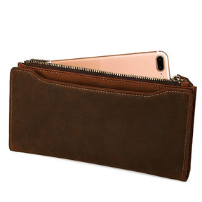 Royal Arch Chapter Wallet - Genuine Leather & Credit Card Holder Zipper Brown - Bricks Masons